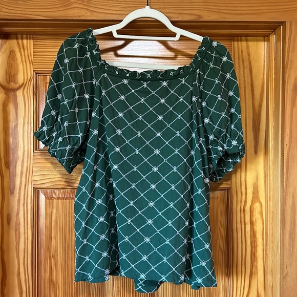Cute and flattering LOFT blouse, deep green - Picture 4 of 5